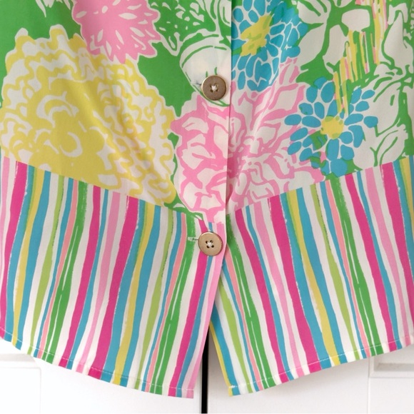 Lilly Pulitzer Floral Silk Tank Top Womens XS Pink Green Vibrant Iona Gardencore - Picture 7 of 12
